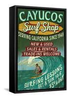 Cayucos, California - Surf Shop-Lantern Press-Framed Stretched Canvas