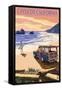 Cayucos, California - Woody on Beach-Lantern Press-Framed Stretched Canvas