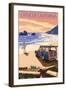 Cayucos, California - Woody on Beach-Lantern Press-Framed Art Print