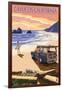 Cayucos, California - Woody on Beach-Lantern Press-Framed Art Print