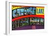 Cayuga Lake State Park, NY - Large Letter Scenes, Greetings From-Lantern Press-Framed Art Print