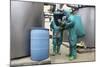 Cbrn Defense Specialists Check a Barrel for Contamination-null-Mounted Photographic Print