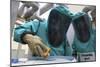 Cbrn Defense Specialists Check a Barrel for Contamination-null-Mounted Photographic Print