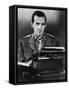 CBS News Correspondent Edward R. Murrow at His Typewriter in Wartime London-null-Framed Stretched Canvas