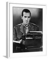 CBS News Correspondent Edward R. Murrow at His Typewriter in Wartime London-null-Framed Photo