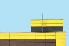 Abstract Architecture Picture. Multicolored Building Facade on Flat Cyan Color Background-Cebas-Photographic Print