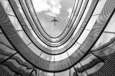 Flying Airplane and Modern Architecture Building-Cebas-Photographic Print