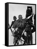 Cecil B. de Mille on Camera Stand in Desert While Directing Scenes from "The Ten Commandments"-Ralph Crane-Framed Stretched Canvas