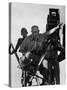 Cecil B. de Mille on Camera Stand in Desert While Directing Scenes from "The Ten Commandments"-Ralph Crane-Stretched Canvas
