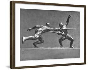 Cecil Howard's Sculpture of Two Men Fencing-Andreas Feininger-Framed Premium Photographic Print