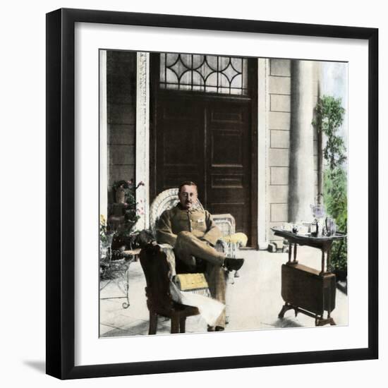 Cecil John Rhodes, British Colonial Administrator, on His Verandah Near Cape Town, C. 1900-null-Framed Photographic Print