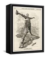 Cecil Rhodes Statesman Financier Imperialist. Caricatured as a Colossus Bestriding Africa-Linley Sambourne-Framed Stretched Canvas