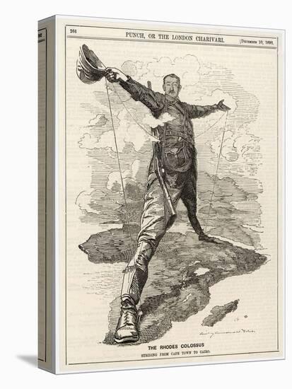 Cecil Rhodes Statesman Financier Imperialist. Caricatured as a Colossus Bestriding Africa-Linley Sambourne-Stretched Canvas