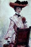 La Dama Del Sombrero Rojo-Cecilio Pla-Stretched Canvas