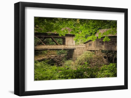 Cedar Mill and Covered Bridge-Don Schwartz-Framed Art Print