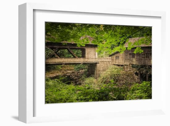 Cedar Mill and Covered Bridge-Don Schwartz-Framed Art Print