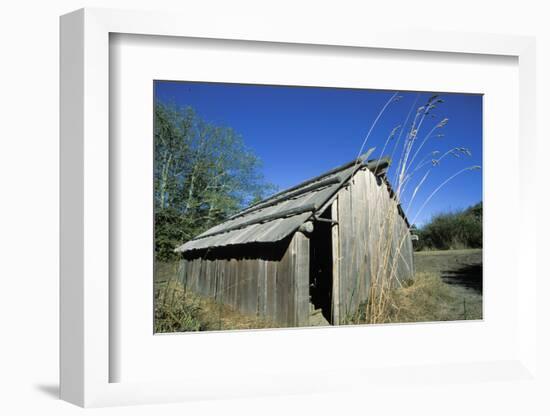 Cedar Plank Longhouse Used by the Chinook Indians, Washington-Angel Wynn-Framed Photographic Print