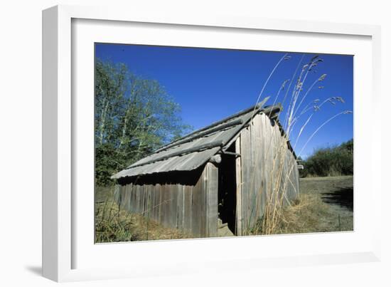 Cedar Plank Longhouse Used by the Chinook Indians, Washington-Angel Wynn-Framed Photographic Print