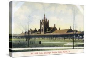 Cedar Rapids, Iowa - Panoramic Exterior View of Union Station-Lantern Press-Stretched Canvas