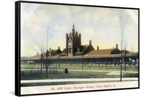 Cedar Rapids, Iowa - Panoramic Exterior View of Union Station-Lantern Press-Framed Stretched Canvas