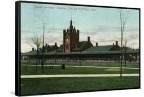 Cedar Rapids, Iowa - Union Train Station Exterior View-Lantern Press-Framed Stretched Canvas