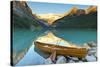 Cedar-Strip Canoe at Lake Louise, Banff National Park-Miles Ertman-Stretched Canvas