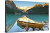 Cedar-Strip Canoe at Lake Louise, Banff National Park-Miles Ertman-Stretched Canvas