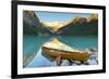 Cedar-Strip Canoe at Lake Louise, Banff National Park-Miles Ertman-Framed Photographic Print