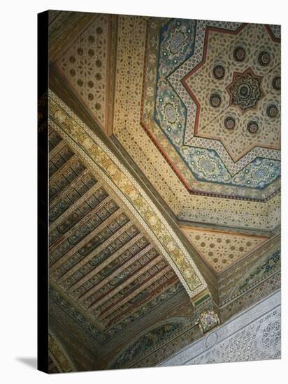 Ceiling Detail, House of the Grand Vizier, Palais De La Bahia, Marrakech, Morocco-Walter Bibikow-Stretched Canvas