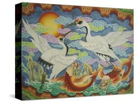 Ceiling Mural of Cranes and Catfish, Nankunshen Temple, Peimen, Taiwan-Steve Satushek-Stretched Canvas