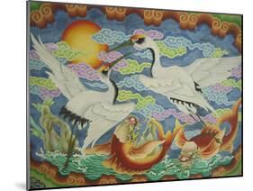 Ceiling Mural of Cranes and Catfish, Nankunshen Temple, Peimen, Taiwan-Steve Satushek-Mounted Photographic Print