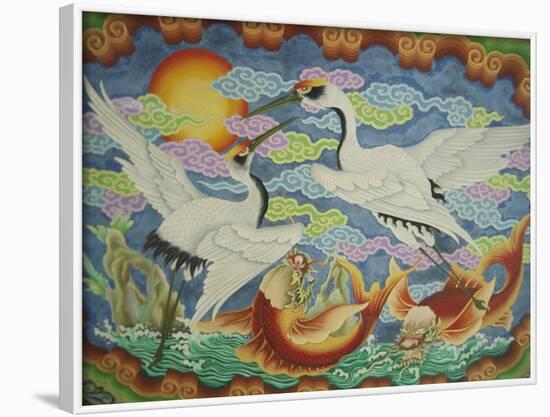 Ceiling Mural of Cranes and Catfish, Nankunshen Temple, Peimen, Taiwan-Steve Satushek-Framed Photographic Print