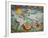 Ceiling Mural of Cranes and Catfish, Nankunshen Temple, Peimen, Taiwan-Steve Satushek-Framed Photographic Print