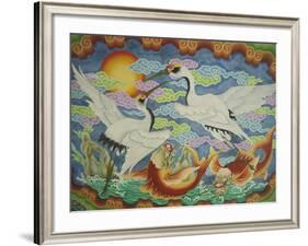 Ceiling Mural of Cranes and Catfish, Nankunshen Temple, Peimen, Taiwan-Steve Satushek-Framed Photographic Print