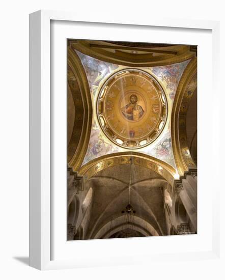 Ceiling Painting of Jesus Christ, Church of the Holy Sepulchre, Old Walled City, Jerusalem, Israel-Christian Kober-Framed Photographic Print