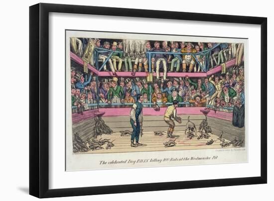 Celebrated Dog Billy Killing 100 Rats at Westminster Pit, c.1825-Theodore Lane-Framed Premium Giclee Print