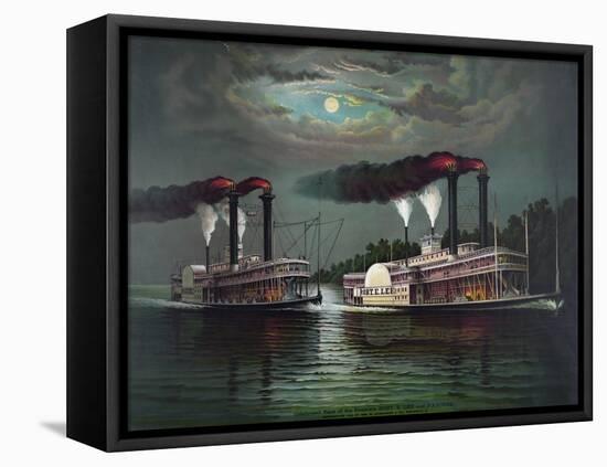 Celebrated Race of the Steamers Robert E. Lee and Natchez-null-Framed Stretched Canvas