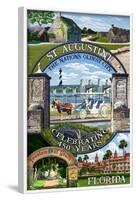 Celebrating 450 Years - St. Augustine, Florida - Montage Scenes-Lantern Press-Framed Art Print