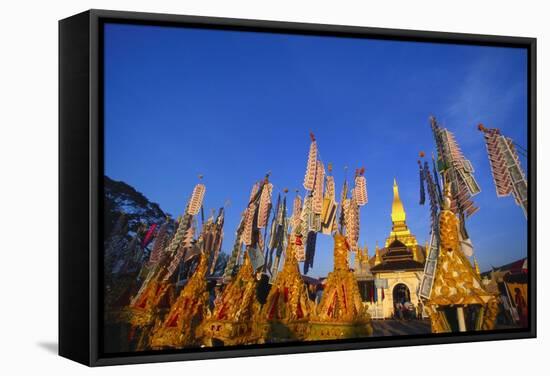 Celebrating Khao Pansaa at Pha That Luang Temple, Vientiane, Laos-Alain Evrard-Framed Stretched Canvas