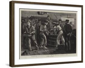 Celebrating the Jubilee on Board a Man of War, Extra Rations of Grog-Frederic Villiers-Framed Giclee Print