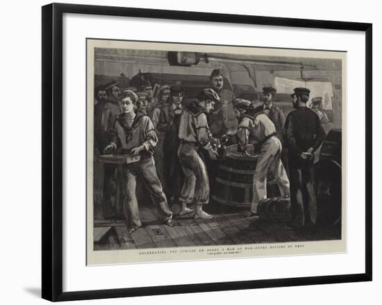 Celebrating the Jubilee on Board a Man of War, Extra Rations of Grog-Frederic Villiers-Framed Giclee Print