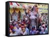 Celebration of Holi Festival, Mathura, Uttar Pradesh, India-Peter Adams-Framed Stretched Canvas