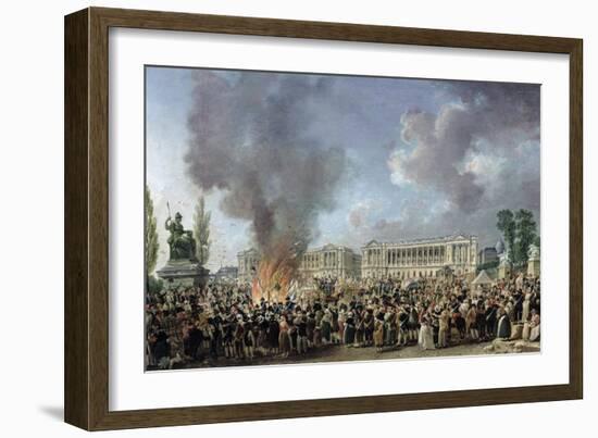 Celebration of Unity, Destroying the Emblems of Monarchy, Place de La Concorde, 10th August 1793-Pierre-Antoine Demachy-Framed Giclee Print