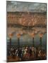 Celebration with Fireworks in Harbor of Civitavecchia for Arrival of Jesuits Expelled from Portugal-null-Mounted Giclee Print