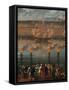 Celebration with Fireworks in Harbor of Civitavecchia for Arrival of Jesuits Expelled from Portugal-null-Framed Stretched Canvas