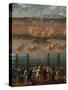 Celebration with Fireworks in Harbor of Civitavecchia for Arrival of Jesuits Expelled from Portugal-null-Stretched Canvas