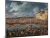 Celebration with Fireworks in the Harbor of Civitavecchia for the Arrival of the Jesuits Expelled f-null-Mounted Giclee Print