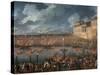 Celebration with Fireworks in the Harbor of Civitavecchia for the Arrival of the Jesuits Expelled f-null-Stretched Canvas