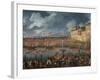 Celebration with Fireworks in the Harbor of Civitavecchia for the Arrival of the Jesuits Expelled f-null-Framed Giclee Print