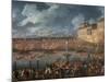 Celebration with Fireworks in the Harbor of Civitavecchia for the Arrival of the Jesuits Expelled f-null-Mounted Giclee Print